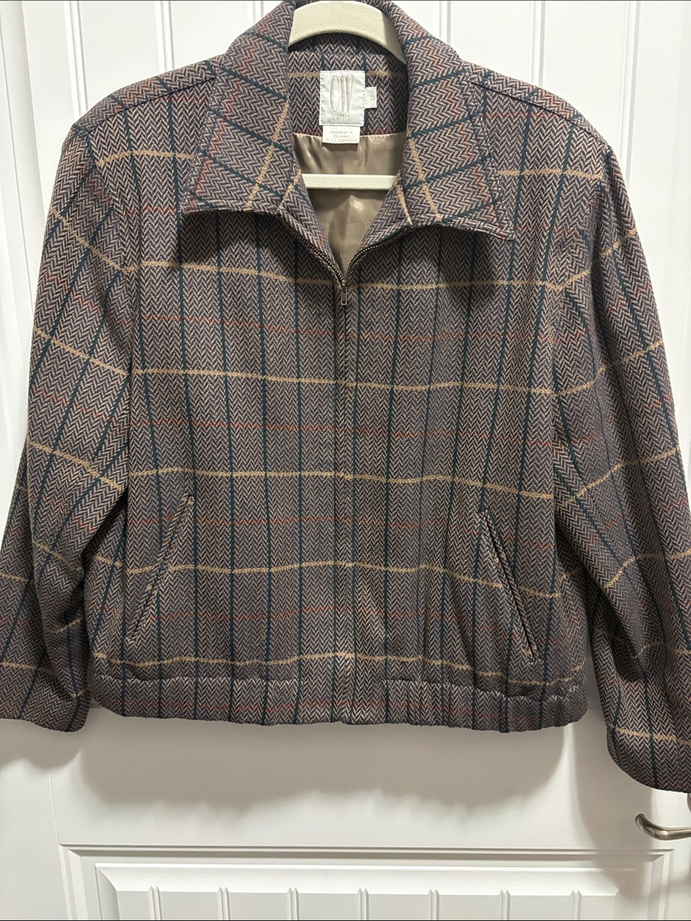 CW Select Studio Size 12 Herringbone Plaid Quarter Zip Jacket